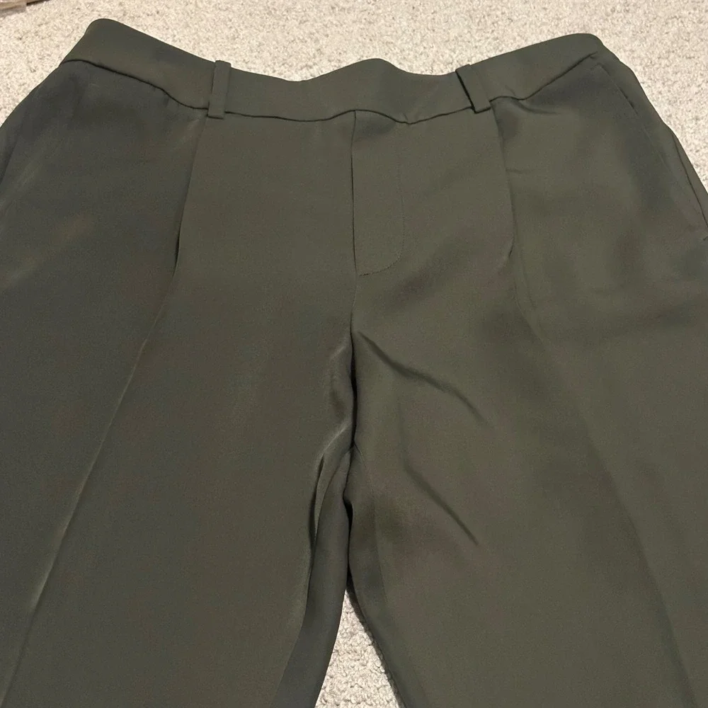 Vince Olive Green Wide Leg Trousers‎ High Waist Elastic Back Pants Womens XL